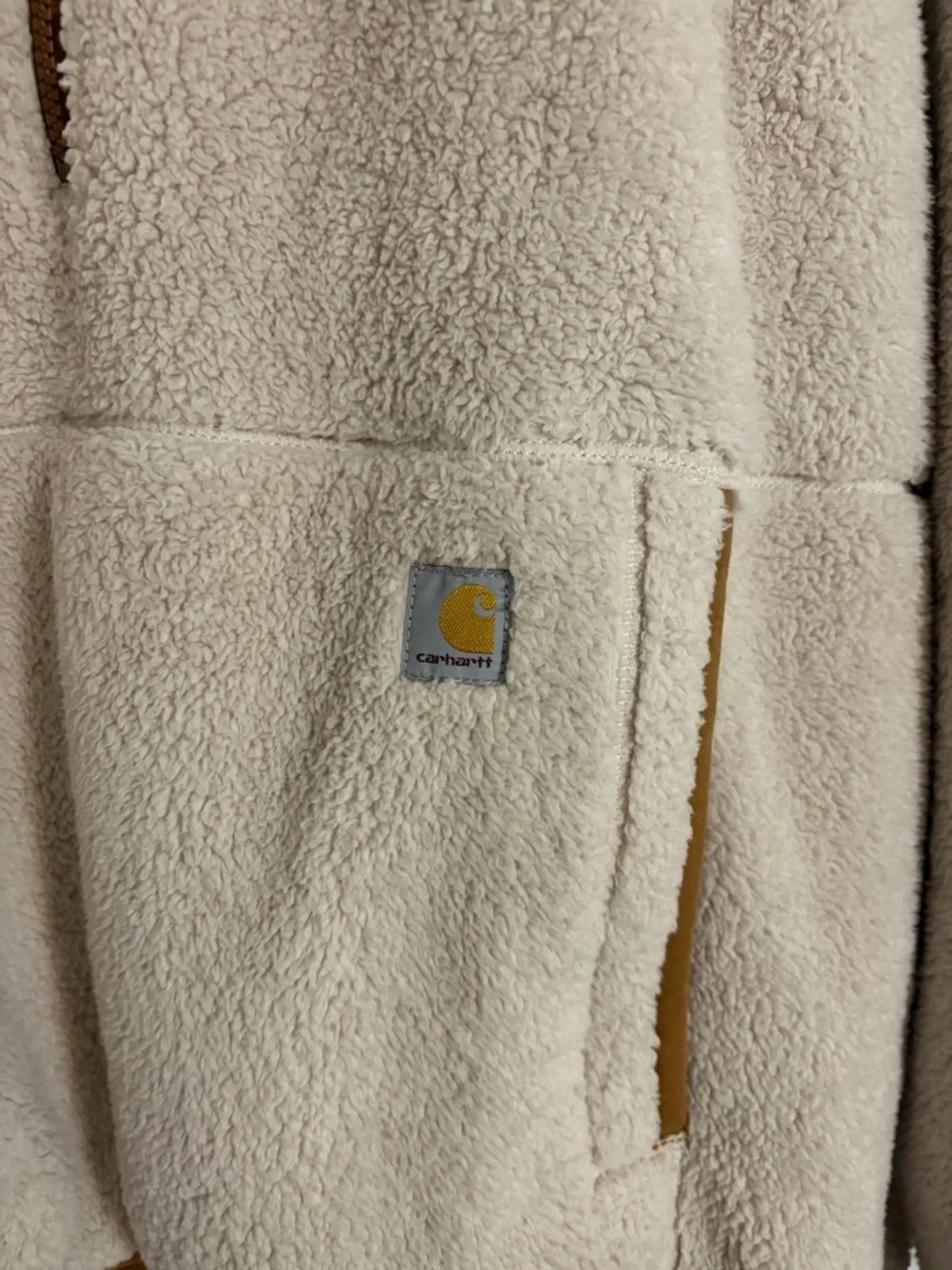 Carhartt Tan and Cream Sherpa-Lined Hooded Jacket - Picture 2 of 4